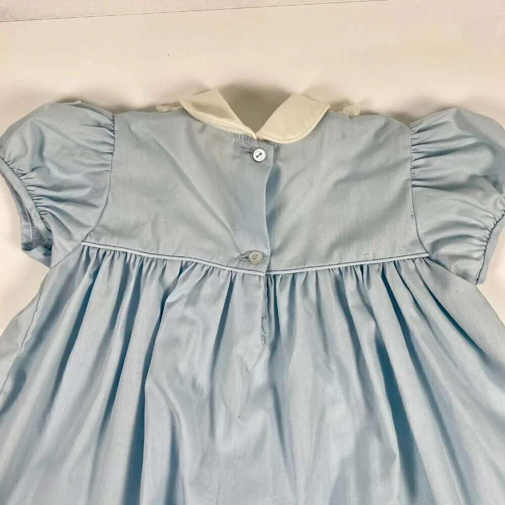 Vintage Blue and White Lace frilled Bonnie Jean Babydoll Children's Dress Sz: 4T